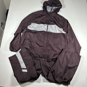 Vtg STARTER Jogging Track Suit Hooded Jacket Pants Mens XL Zip Maroon Reflectors